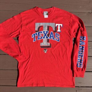 MLB Genuine Baseball Merchandise Texas Rangers Long Sleeve Red Medium
